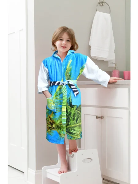 100% Pure Velour Kid’s Hooded Bathrobe – Aiden