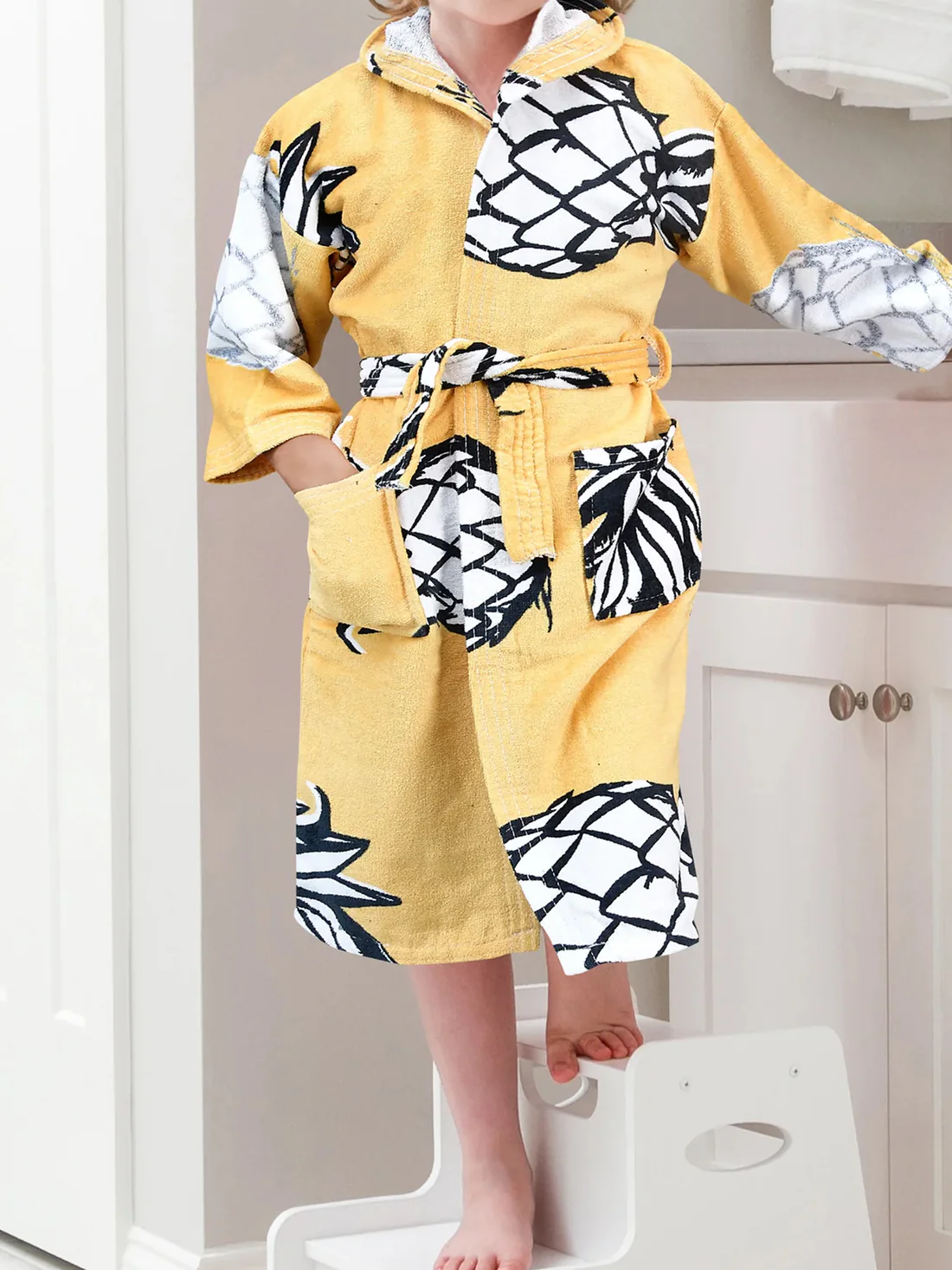 100% Pure Velour Kid’s Hooded Bathrobe – Hudson - Image 2