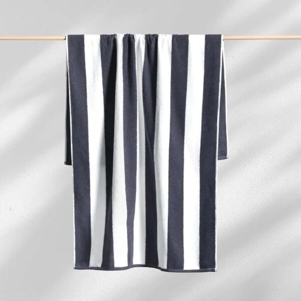 Cabana Style Pack of 2 Pcs Stripes Pool / Beach Towel Set – Charcoal