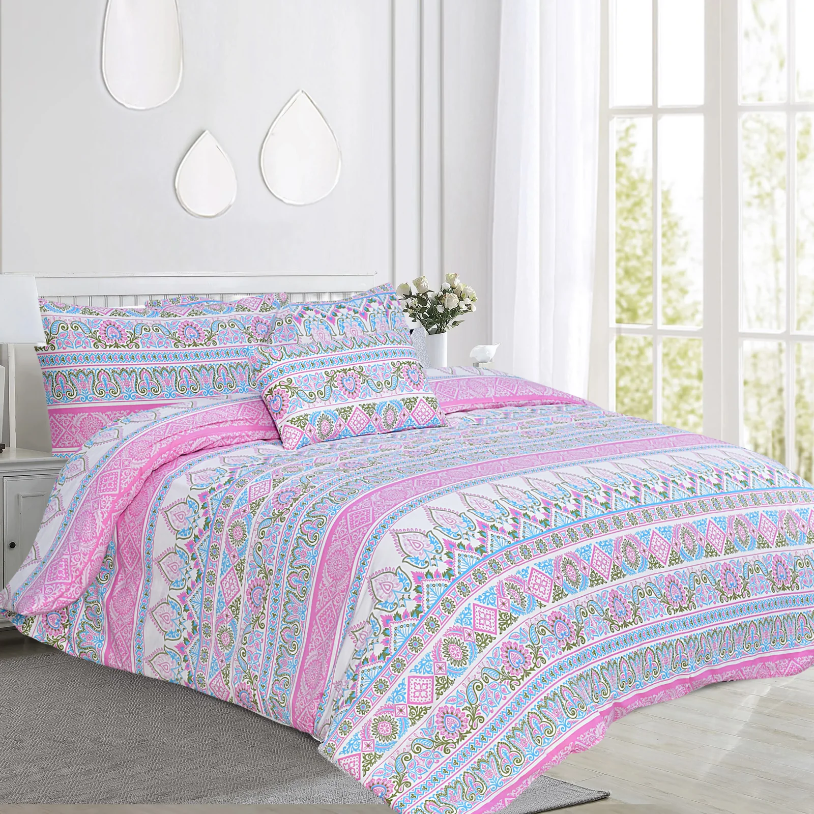 3 Pcs Printed Quilt Cover- Raina - Image 2