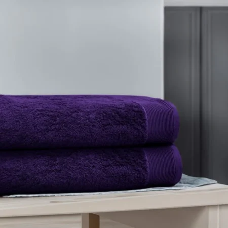Pack Of 2 Pcs 100% Pure Cotton Bath Sheet Set – Midnight Purple