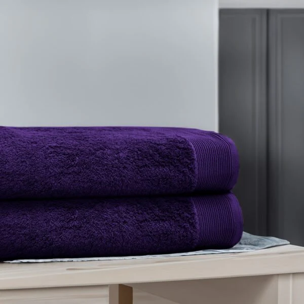 Pack Of 2 Pcs 100% Pure Cotton Bath Sheet Set – Midnight Purple