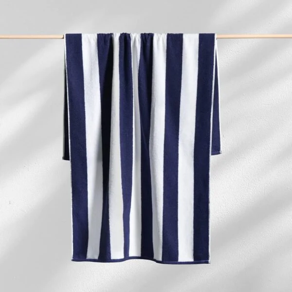Cabana Style Pack of 2 Pcs Stripes Pool / Beach Towel Set – Navy Blue