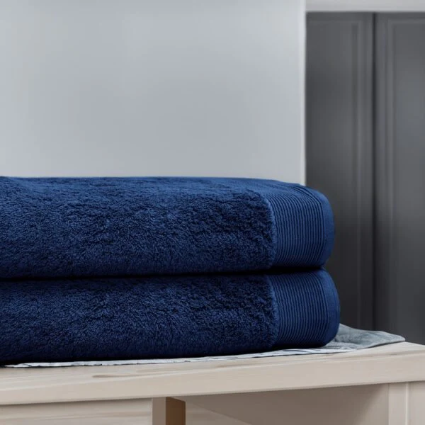 Pack Of 2 Pcs 100% Pure Cotton Bath Sheet Set – Navy Blue