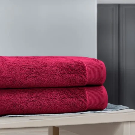 Pack Of 2 Pcs 100% Pure Cotton Bath Sheet Set – Raspberry Pink