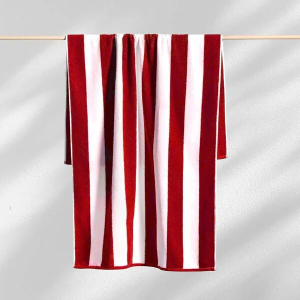 Cabana Style Pack of 2 Pcs Stripes Pool / Beach Towel Set – Red