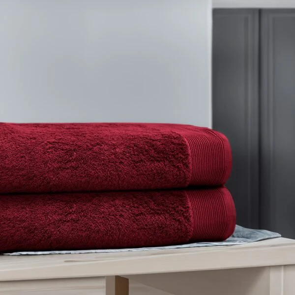 Pack Of 2 Pcs 100% Pure Cotton Bath Sheet Set – Wine Red
